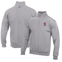 Men's Gray Stanford Cardinal Big Cotton Quarter-Zip Pullover Sweatshirt