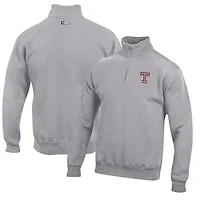 Men's Gray Temple Owls Big Cotton Quarter-Zip Pullover Sweatshirt