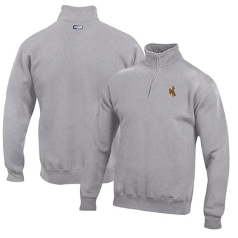 Men's Gray Wyoming Cowboys Big Cotton Quarter-Zip Pullover Sweatshirt