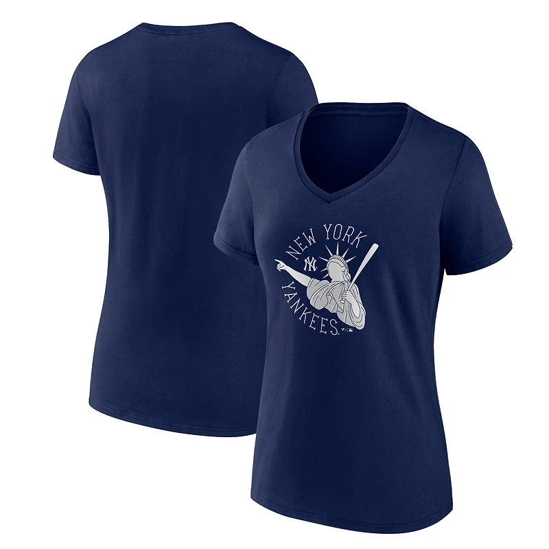 Women's Navy New York Yankees Hometown Collection Liberty Point V-Neck T-Shirt