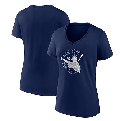 Women's Navy New York Yankees Hometown Collection Liberty Point V-Neck T-Shirt