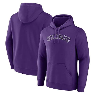 Men's Purple Colorado Rockies Official Wordmark Pullover Hoodie