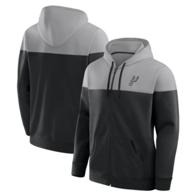 Men's Fanatics Black/Silver San Antonio Spurs Full-Zip Hoodie