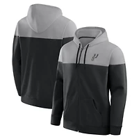 Men's Fanatics Black/Silver San Antonio Spurs Full-Zip Hoodie