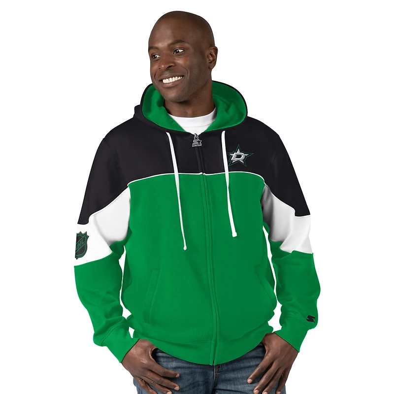 Men's Starter  Kelly Green/Black Dallas Stars Power Forward Full-Zip Hoodie