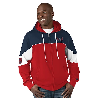 Men's Starter  Red/Navy Washington Capitals Power Forward Full-Zip Hoodie