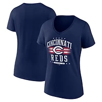 Women's Navy Cincinnati Reds Americana Team V-Neck T-Shirt