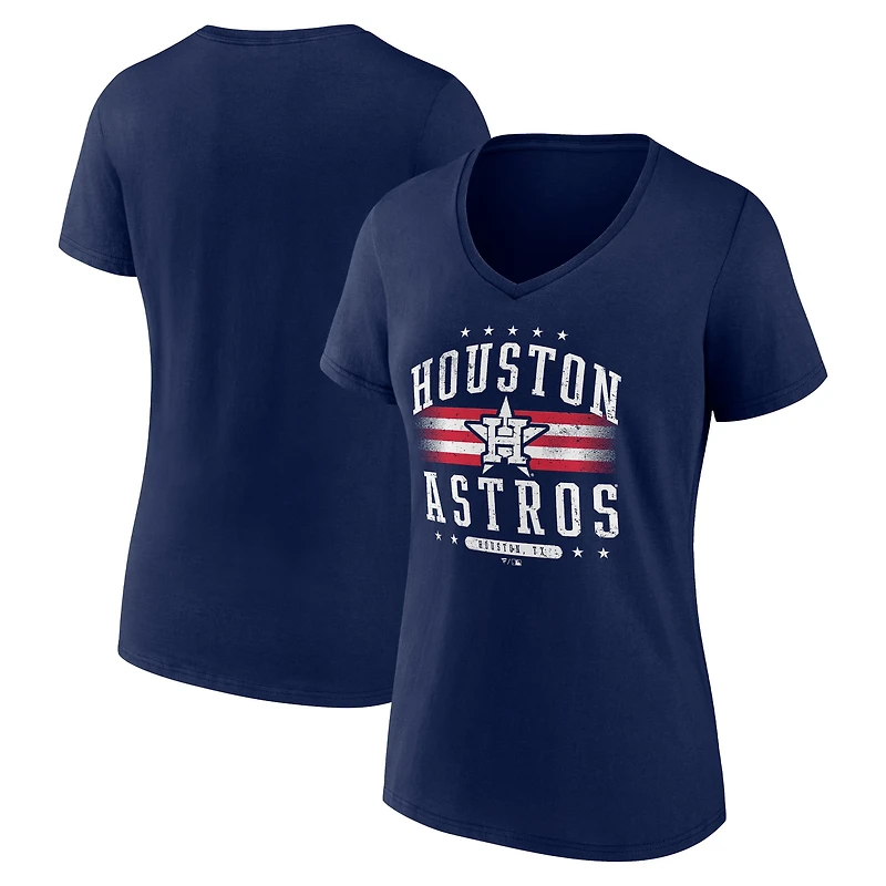 Women's Navy Houston Astros Americana Team V-Neck T-Shirt