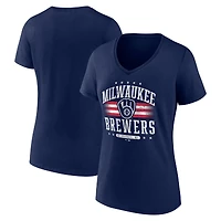 Women's Navy Milwaukee Brewers Americana Team V-Neck T-Shirt