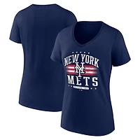 Women's Navy New York Mets Americana Team V-Neck T-Shirt