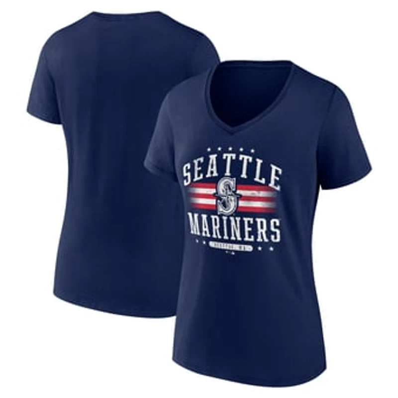 Women's Navy Seattle Mariners Americana Team V-Neck T-Shirt
