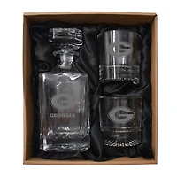 Georgia Bulldogs Three-Piece Decanter & Rocks Glasses Set