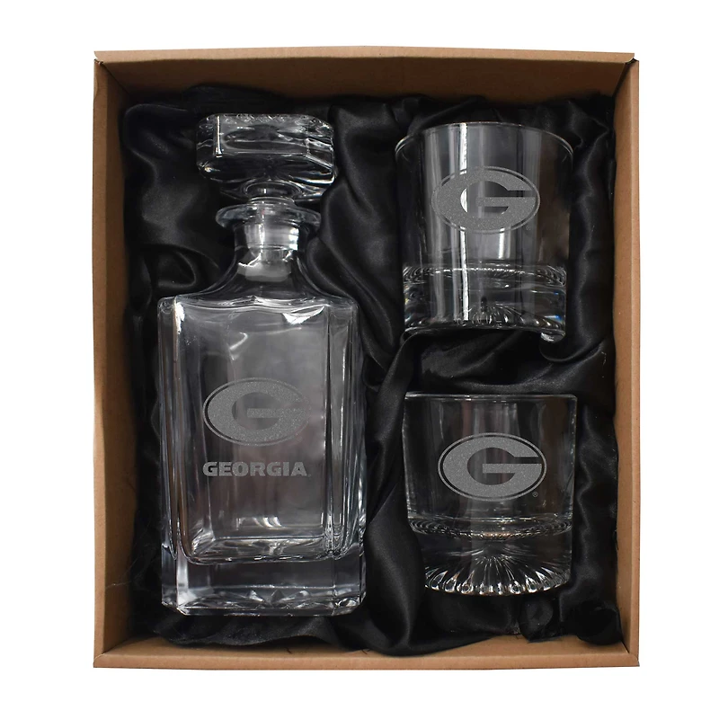 Georgia Bulldogs Three-Piece Decanter & Rocks Glasses Set
