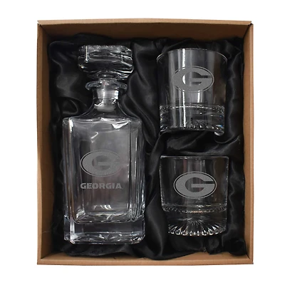 Georgia Bulldogs Three-Piece Decanter & Rocks Glasses Set