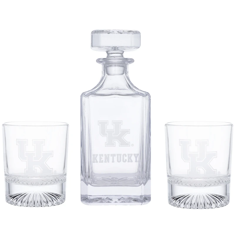 Kentucky Wildcats Three-Piece Decanter & Rocks Glasses Set
