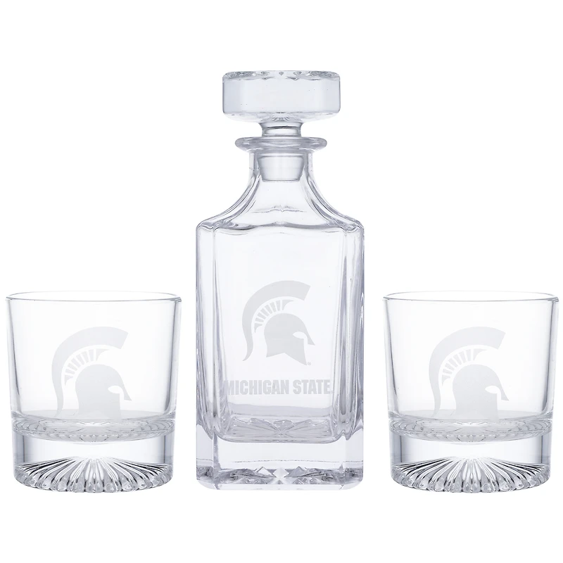 Michigan State Spartans Three-Piece Decanter & Rocks Glasses Set