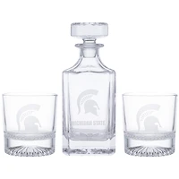 Michigan State Spartans Three-Piece Decanter & Rocks Glasses Set