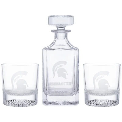Michigan State Spartans Three-Piece Decanter & Rocks Glasses Set
