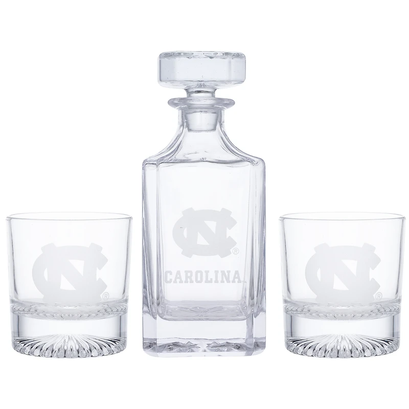 North Carolina Tar Heels Three-Piece Decanter & Rocks Glasses Set