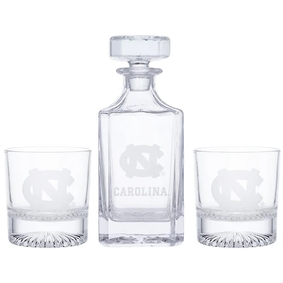 North Carolina Tar Heels Three-Piece Decanter & Rocks Glasses Set
