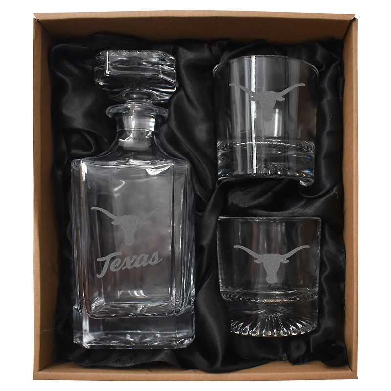 Texas Longhorns Three-Piece Decanter & Rocks Glasses Set
