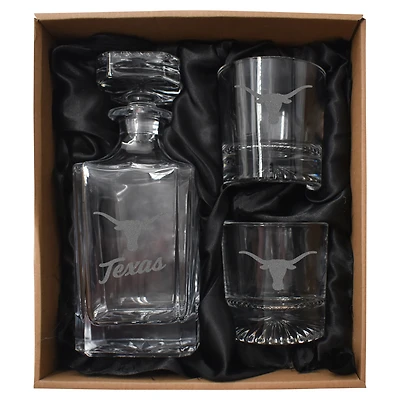 Texas Longhorns Three-Piece Decanter & Rocks Glasses Set