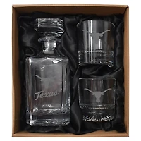 Texas Longhorns Three-Piece Decanter & Rocks Glasses Set
