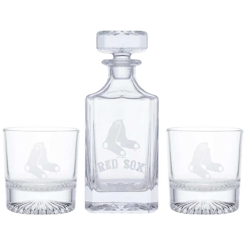 Boston Red Sox Three-Piece Decanter & Rocks Glasses Set
