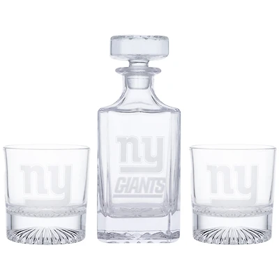 New York Giants Three-Piece Decanter & Rocks Glasses Set