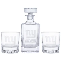 New York Giants Three-Piece Decanter & Rocks Glasses Set