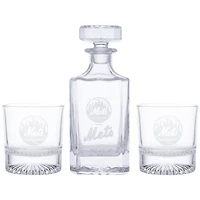 New York Mets Three-Piece Decanter & Rocks Glasses Set