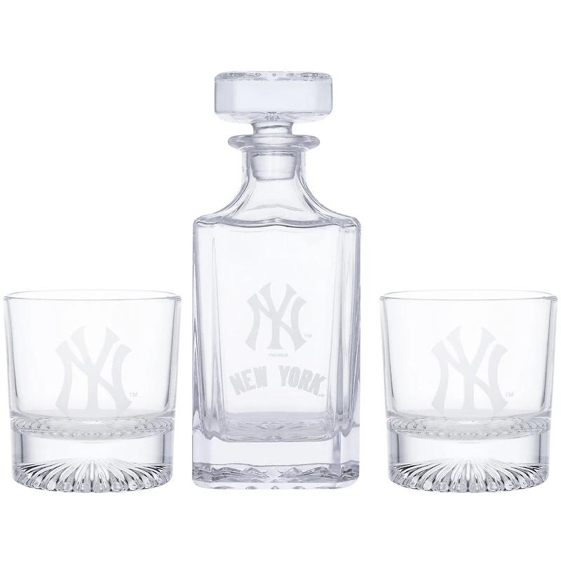 New York Yankees Three-Piece Decanter & Rocks Glasses Set