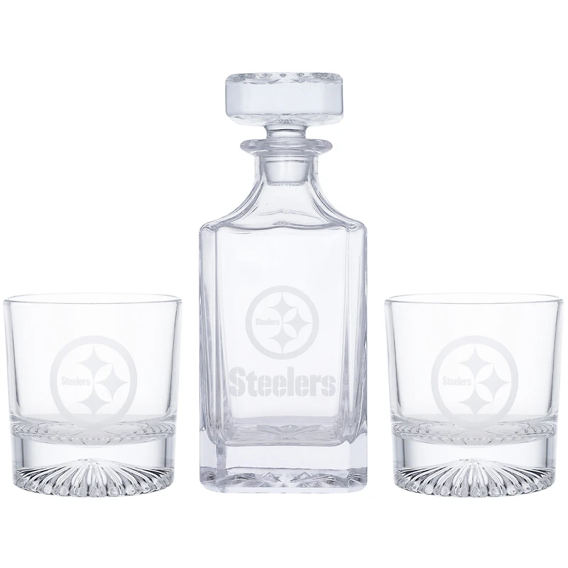 Pittsburgh Steelers Three-Piece Decanter & Rocks Glasses Set