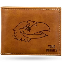 Brown Kansas Jayhawks Personalized Billfold Wallet