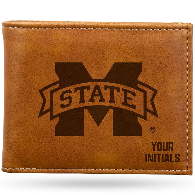 Brown Mississippi State Bulldogs Personalized Billfold Wallet