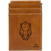 Brown Arkansas Razorbacks Personalized Front Pocket Wallet