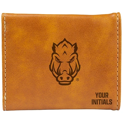 Brown Arkansas Razorbacks Personalized Trifold Wallet