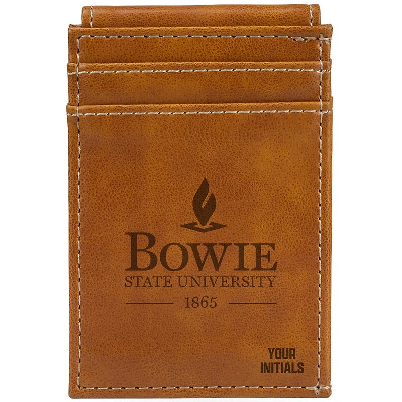 Brown Bowie State Bulldogs Personalized Front Pocket Wallet