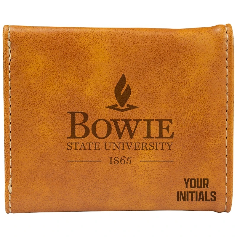 Brown Bowie State Bulldogs Personalized Trifold Wallet