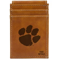 Brown Clemson Tigers Personalized Front Pocket Wallet