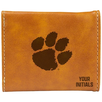 Brown Clemson Tigers Personalized Trifold Wallet