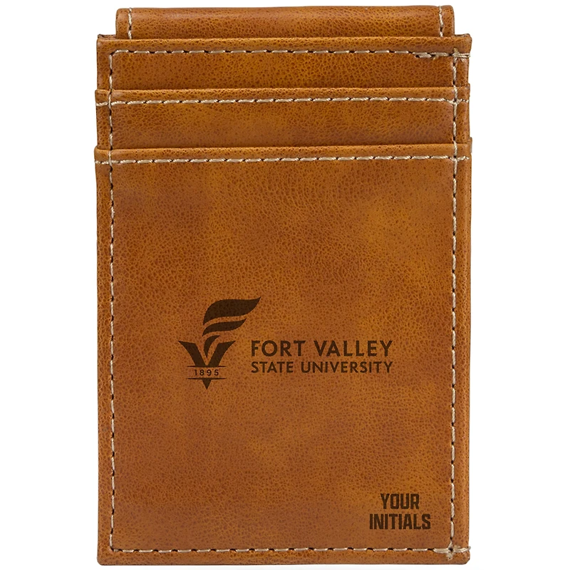 Brown Fort Valley State Wildcats Personalized Front Pocket Wallet