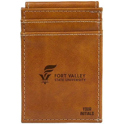 Brown Fort Valley State Wildcats Personalized Front Pocket Wallet