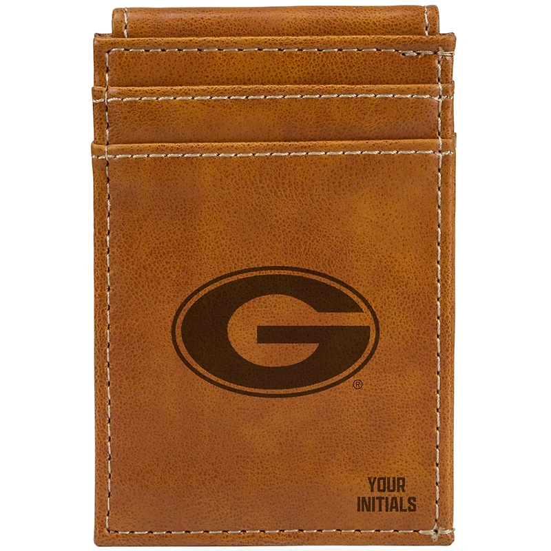 Brown Georgia Bulldogs Personalized Front Pocket Wallet