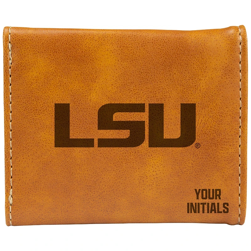 Brown LSU Tigers Personalized Trifold Wallet