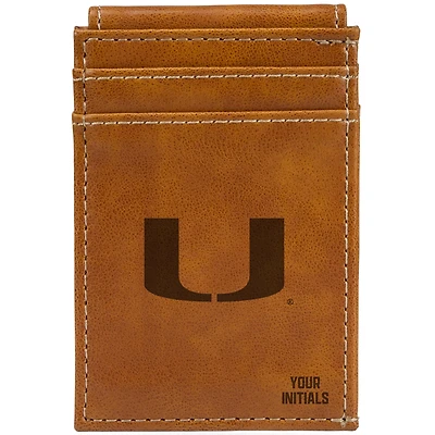 Brown Miami Hurricanes Personalized Front Pocket Wallet