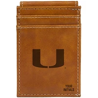 Brown Miami Hurricanes Personalized Front Pocket Wallet