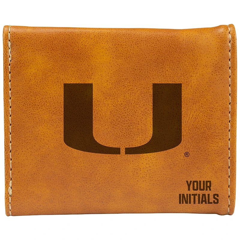 Brown Miami Hurricanes Personalized Trifold Wallet