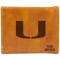 Brown Miami Hurricanes Personalized Trifold Wallet