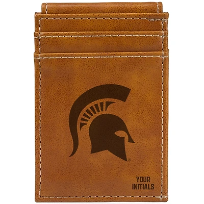Brown Michigan State Spartans Personalized Front Pocket Wallet